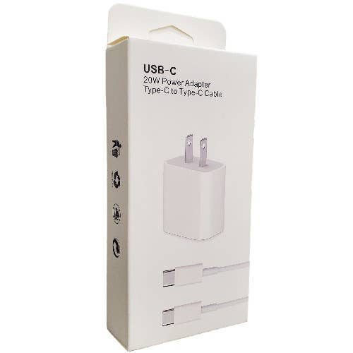 Mighty Wireless – Adaptador de corrente por atacado – Combo PD 20W com cabo Tipo-C a Tipo-C e carregador de parede PD