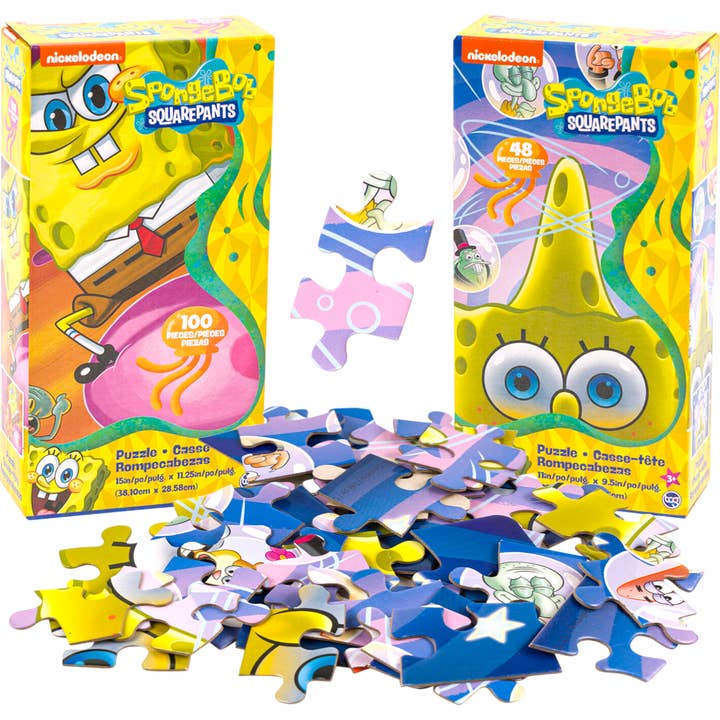 Spongebob 48 piece and 100 piece Puzzle for wholesale by Cow Crack Wholesale