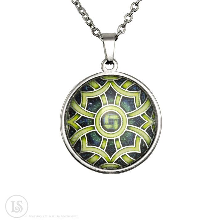 Liz Sabol Jewelry Art - Wholesale Pendant/Charm Necklace - Dreamweaver Green, 28mm Pendant