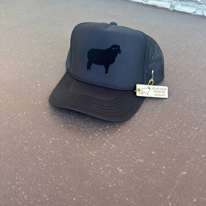 Littlebrightbird - Wholesale Trucker Hat - Unisex - Sheep Tonal - Black Trucker Hat2