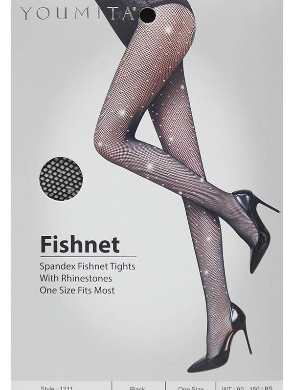 Spandex Fishnet Tights with Rhinestones - 1211-HSY-ONE-6 for wholesale by Best Underwear Line
