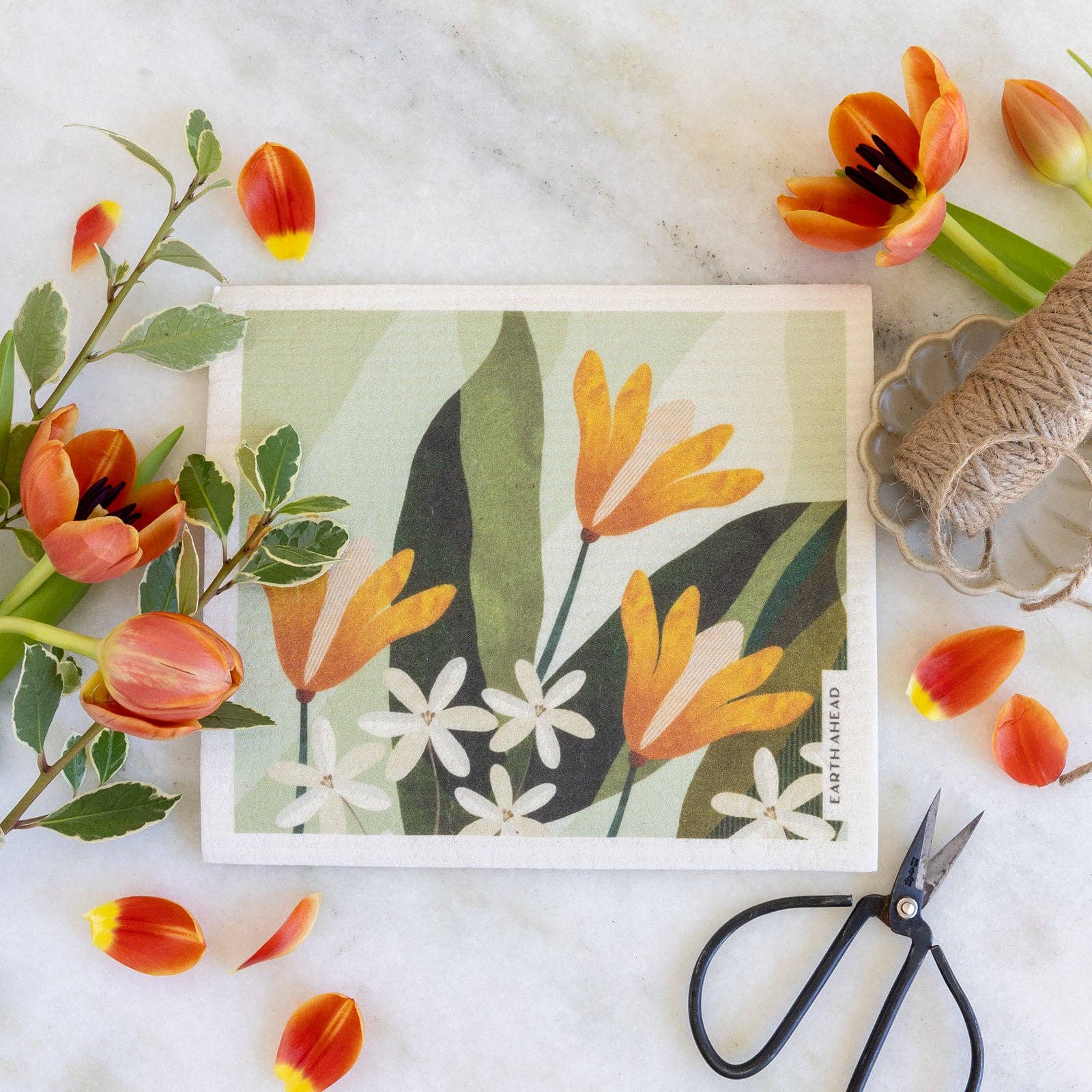 Earth Ahead - Wholesale Dishcloth - Swedish Dishcloth - Happy Lilies1