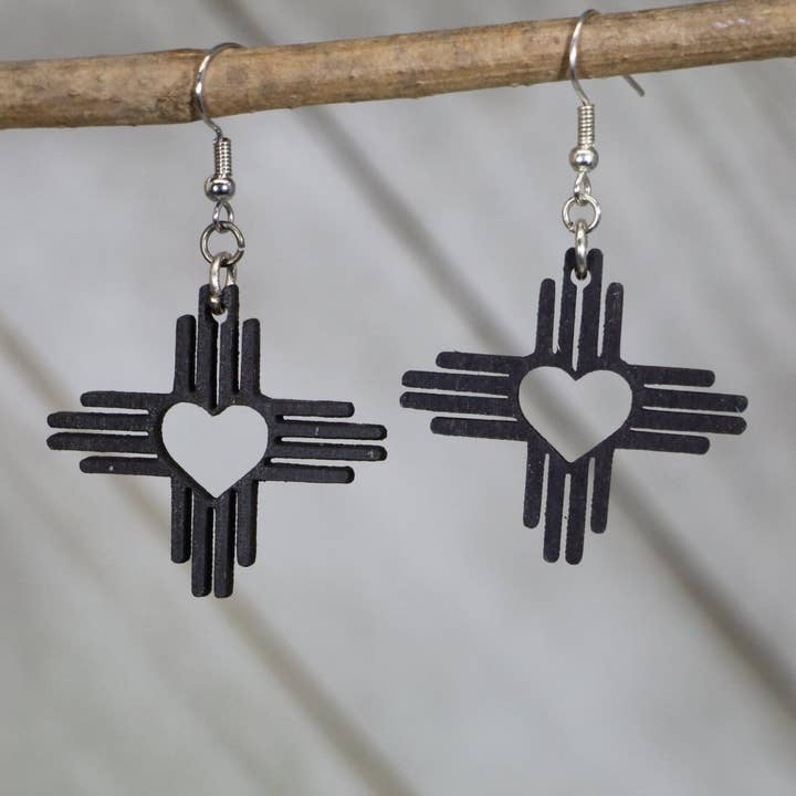 Zia Heart Wooden Dangle Earrings for wholesale by Cates Concepts