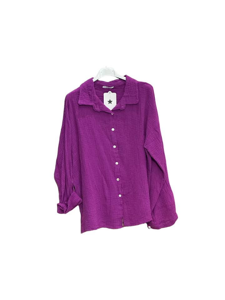 Moonsun - Wholesale Button Down Shirt - Women's - Cotton gauze shirt #303614