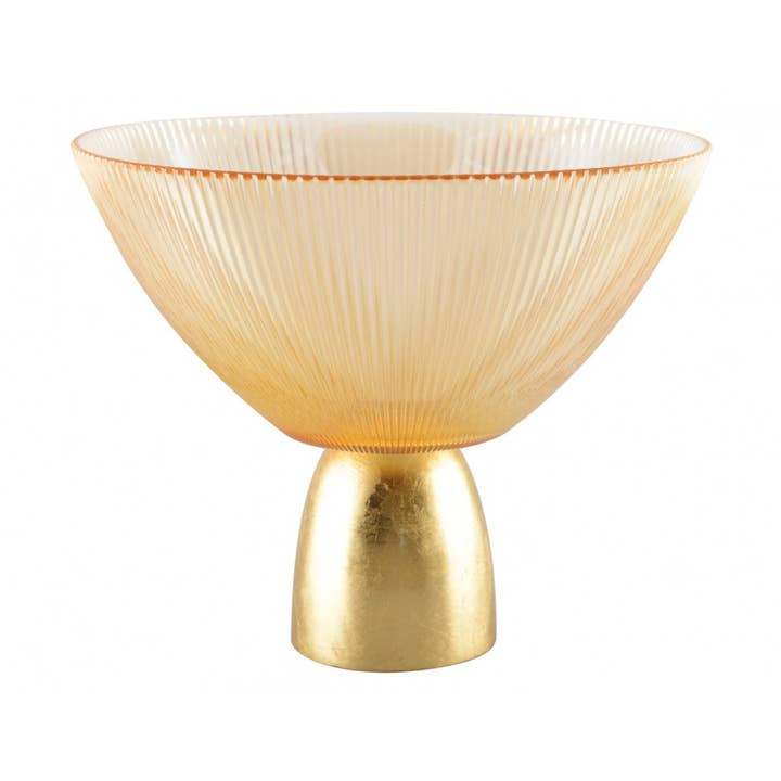 Coupe creuse nervurée ambre sur pied doré 22x22x18cm pour la vente par AULICA