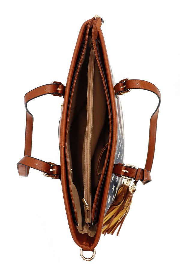 Cap Zone - Wholesale Tote Bag - Women's - American Flag Leather Tote Bag3