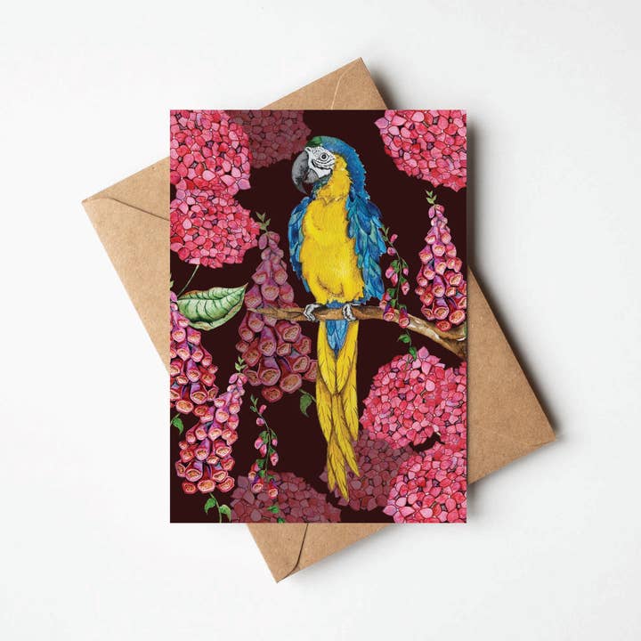 Greeting Card - Garden Macaw for wholesale by Bosa Art Co