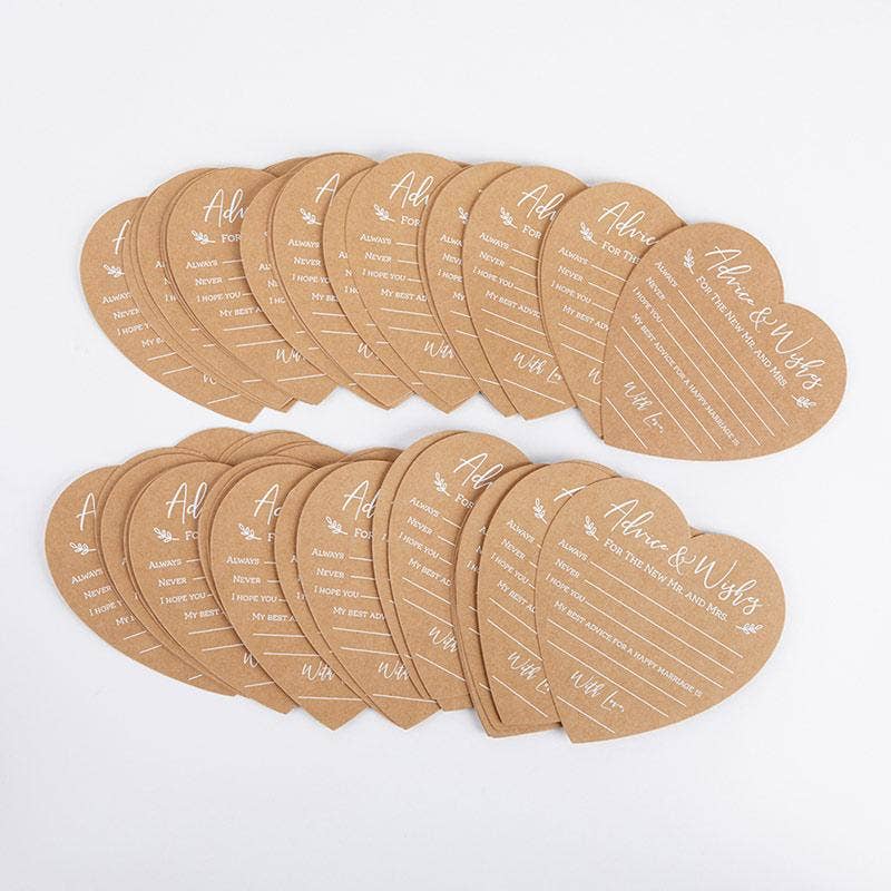 Kate Aspen - Venta al por mayor Conjunto de papelería y tarjetas - Tarjeta de consejo de boda, forma de corazón, juego de 501