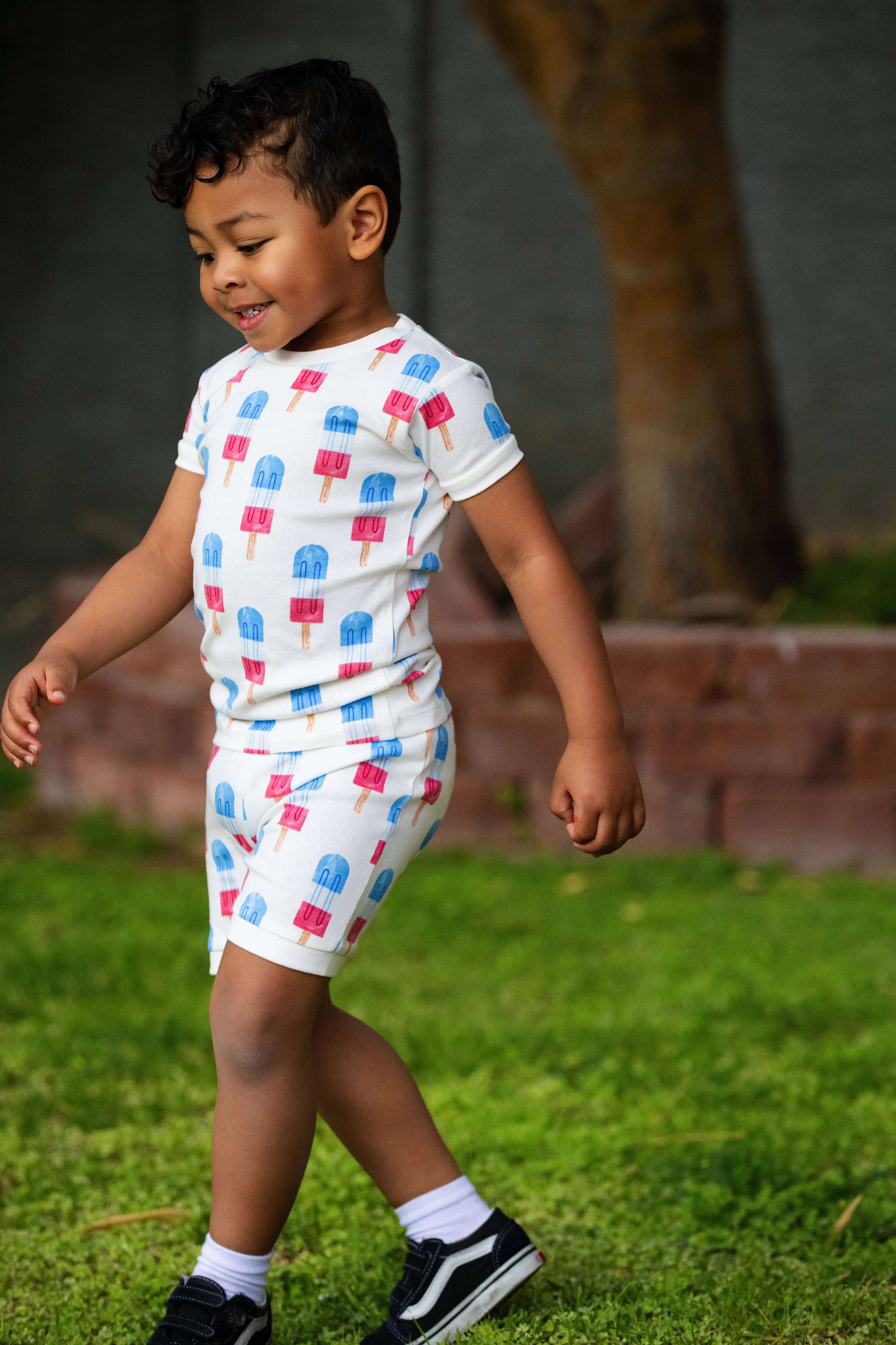 Monica + Andy - Wholesale Sleepwear Set - Kids - 4th of July Two-Piece Shorty Pajama Set_Americana Ice Pops3