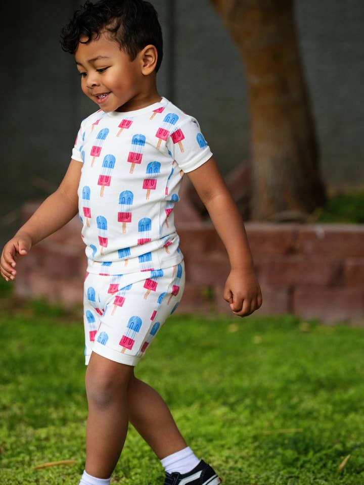 Monica + Andy - Wholesale Sleepwear Set - Kids - 4th of July Two-Piece Shorty Pajama Set_Americana Ice Pops3