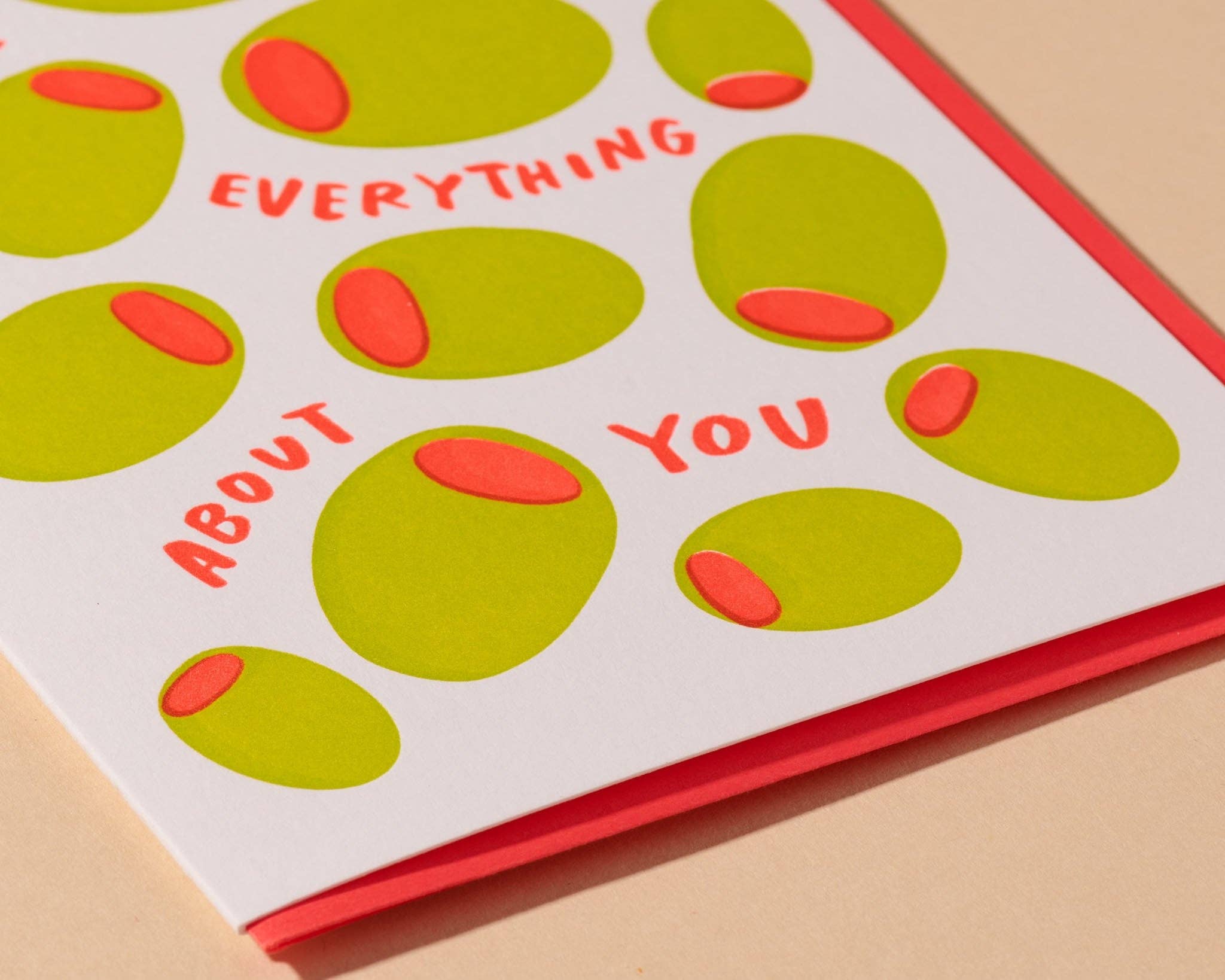 And Here We Are - Vendita all'ingrosso Biglietti d'amore - Olive Tutto di Te Letterpress Food Love Card - Prodotto negli USA1