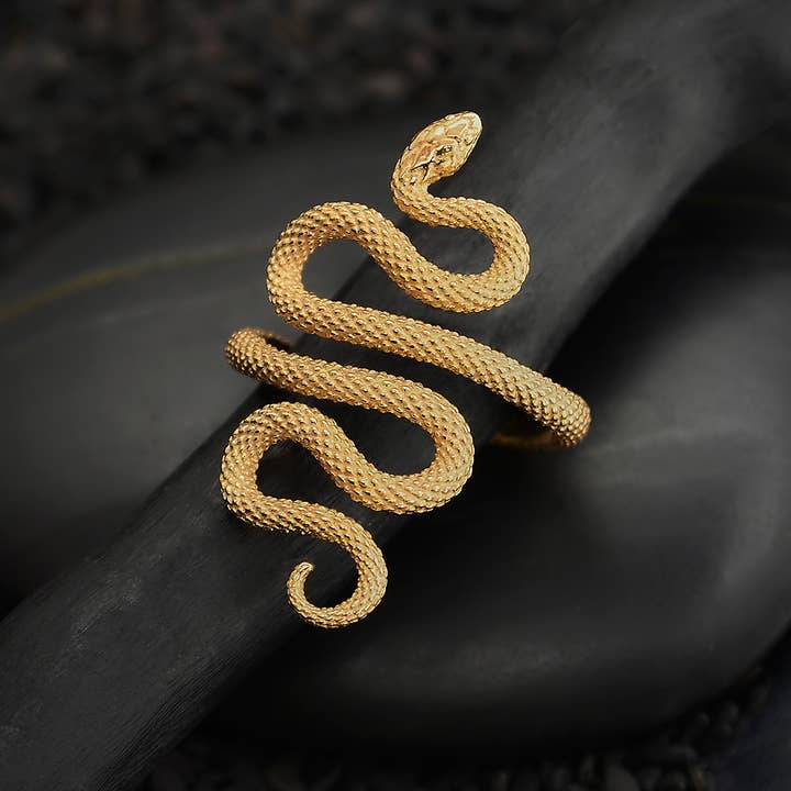 Nina Designs - Wholesale Cocktail/Statement Ring - Sterling Silver or Bronze Textured Adjustable Snake Ring1