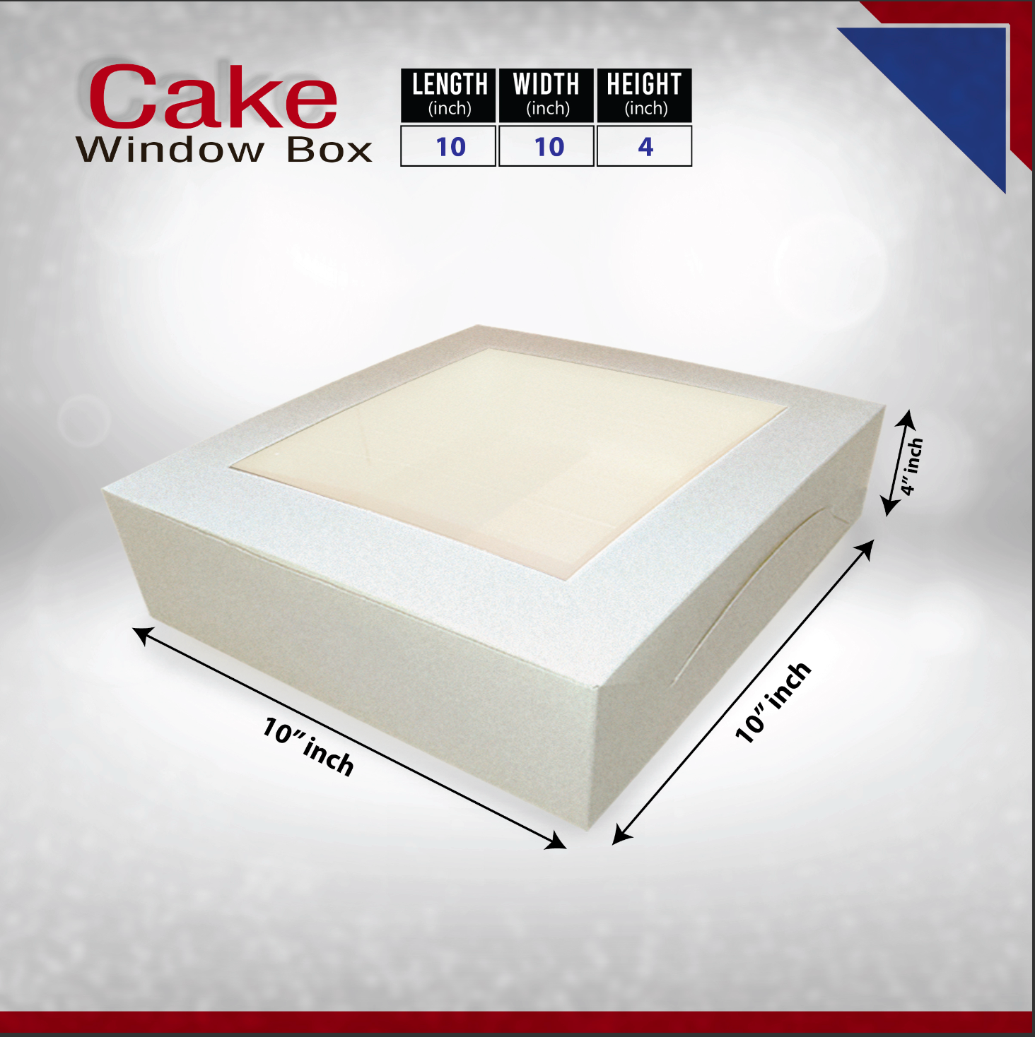 Tennessee IMPEX - Wholesale Cake Stand - 25-Pack Premium Cake Boxes with Clear Window | Durable Bleach Board Take-Out Packaging for Cakes, Cupcakes, Pies, Donuts & Treats – Large (12x12x5"), Medium (10x10x4"), Small (8.5x8.5x3") Sizes2