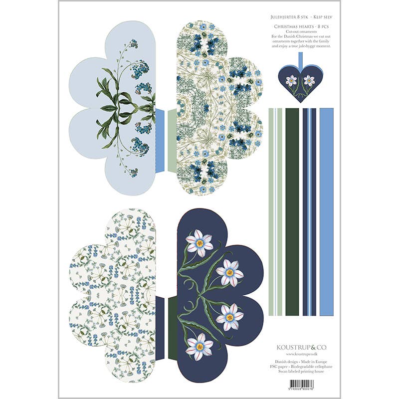 Koustrupco – wholesale Christmas decoration – Christmas hearts - blue and green- made in Europe0