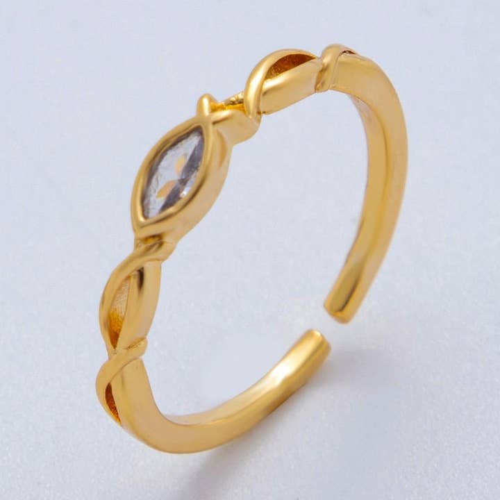 18K Gold Filled Marquise CZ Twisted Thin Ring | O2035 for wholesale by Aim Eternal