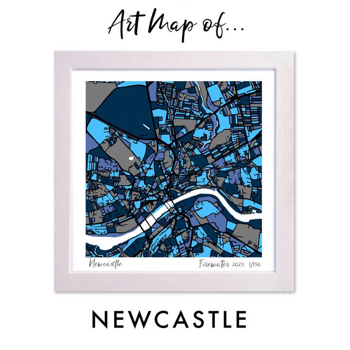 NEWCASTLE UK ART MAP - EDIÇÃO LIMITADA & DESENHADA À MÃO por atacado de Firewater Gallery