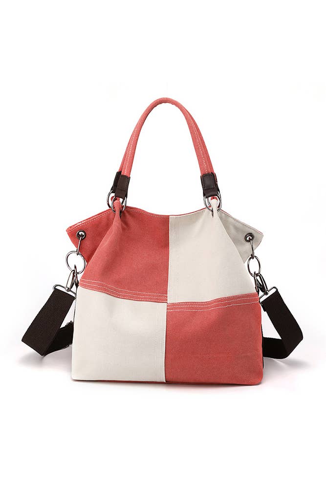 UNISHE – Engroshandel Skuldertaske – til kvinder – Colorblock skuldertaske i lærred MOQ 3 stk ZYB0037