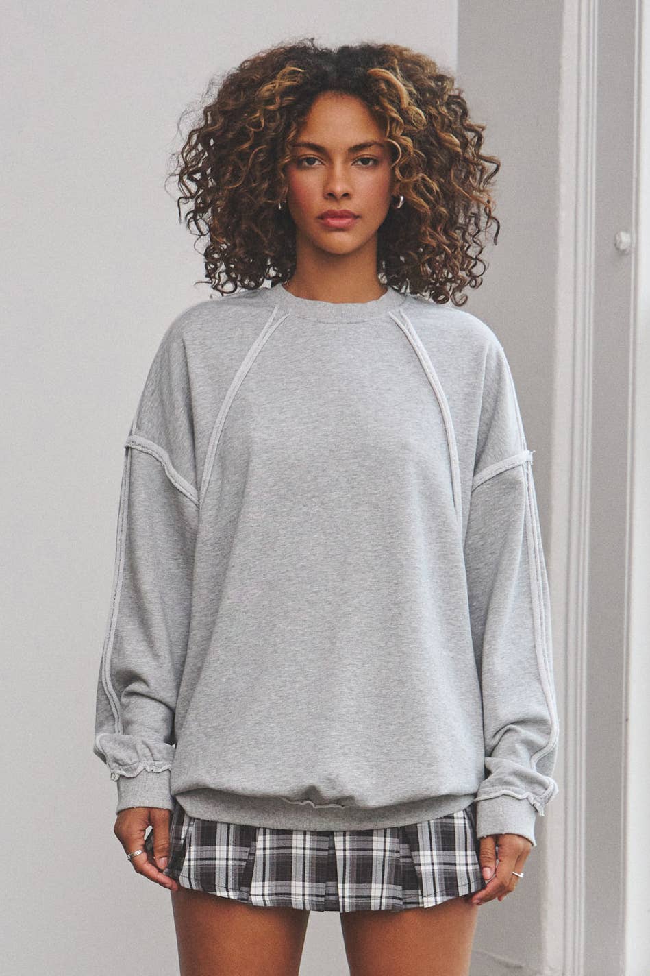 No Vacancy - Wholesale Sweatshirt - Women's - Raw edge detail french terry crewneck top7