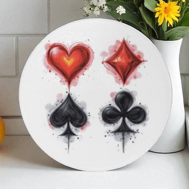 Card Symbols Art Cutting Board Charcuterie Board for wholesale by Resinate By KS / by KRISTIN SMITH