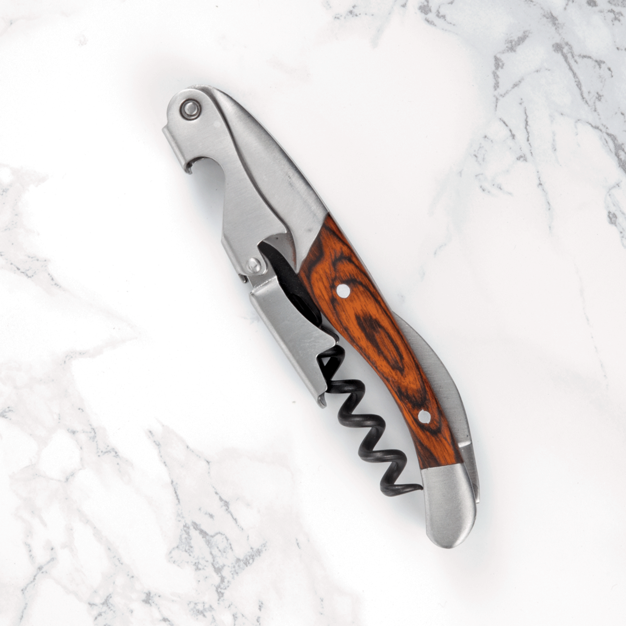 Twine - Wholesale Bottle/Wine Opener - Rosewood Handle Double Hinged Corkscrew with Wood Gift Box2