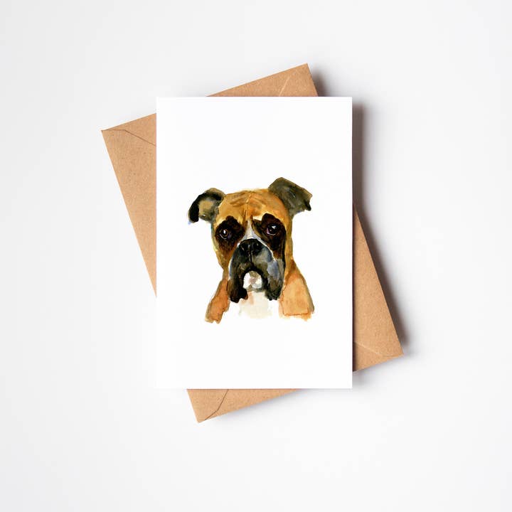 Boxer Dog - Animal de compagnie - Carte de vœux/carte de notes pour la vente par Teresa Sheeley Studios