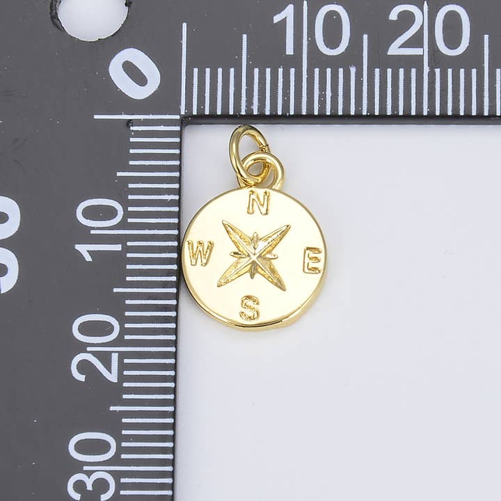 Beads Creation - Wholesale Individual charm/pendant - Gold Filled Compass Coin Charm, Traveler Charm, CP13532