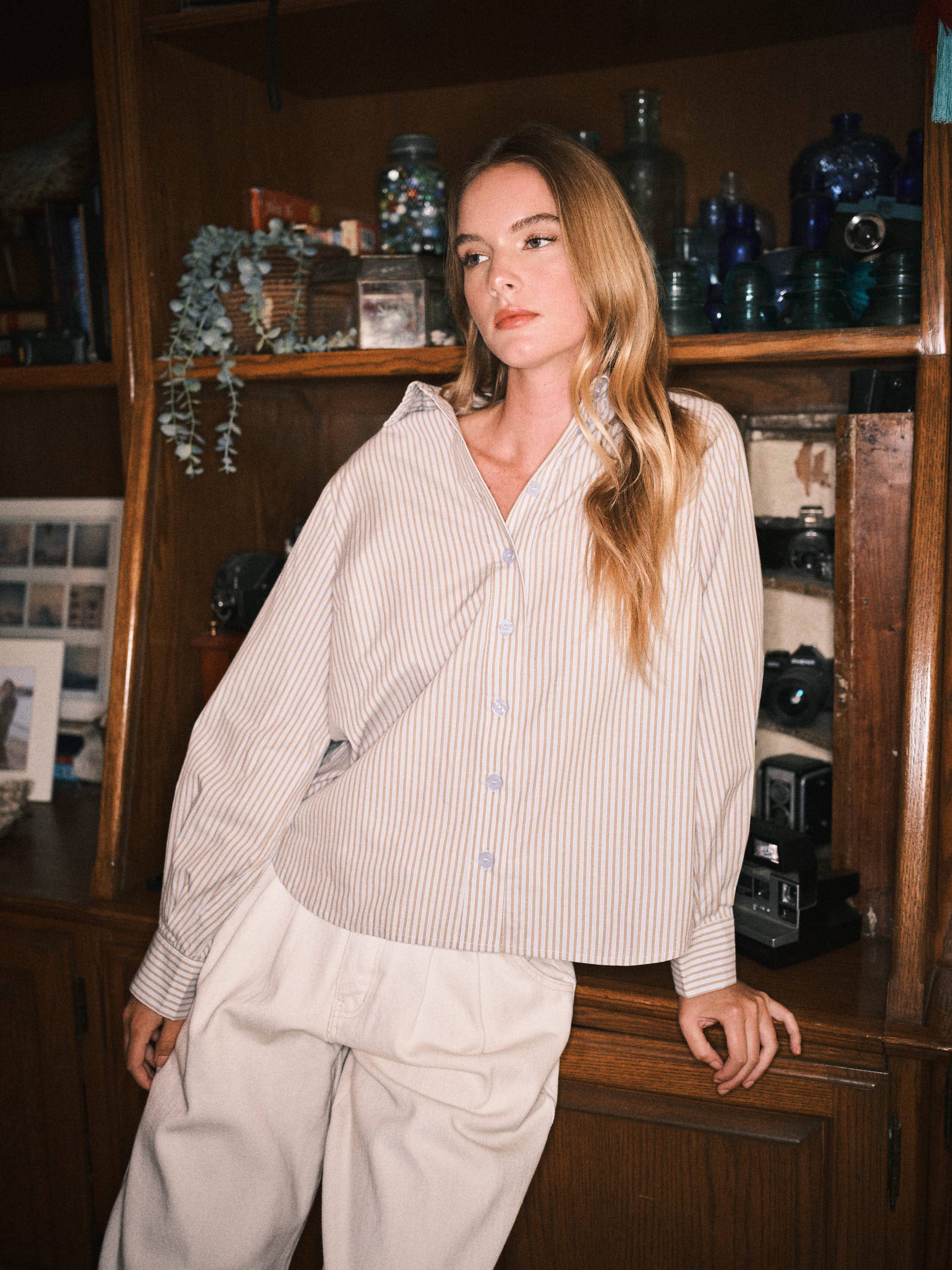 Aaron & Amber - Wholesale Button Down Shirt - Women's - AJT5186 SOFT WASHED STRIPED COTTON SHIRTS6