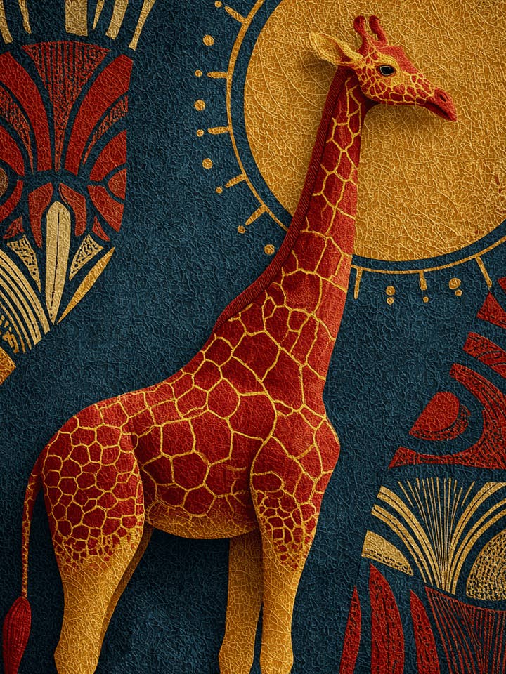 Folk Art Giraffe - Zoo Animals - Biophilic Wildlife Art Print - 8"x10" Artwork for 11"x14" Frame and other Purchase Wholesale me moi. Free Returns & Net 60 Terms on Faire trending on Faire.