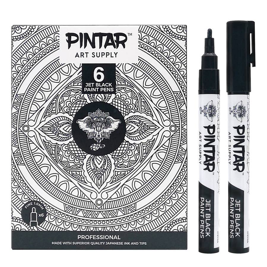 PINTAR Premium Acrylic Paint Pens - (24-Pack) Fine Tip Pens For Rock  Painting, Wood, Paper, Fabric & Porcelain, Craft Supplies, DIY project