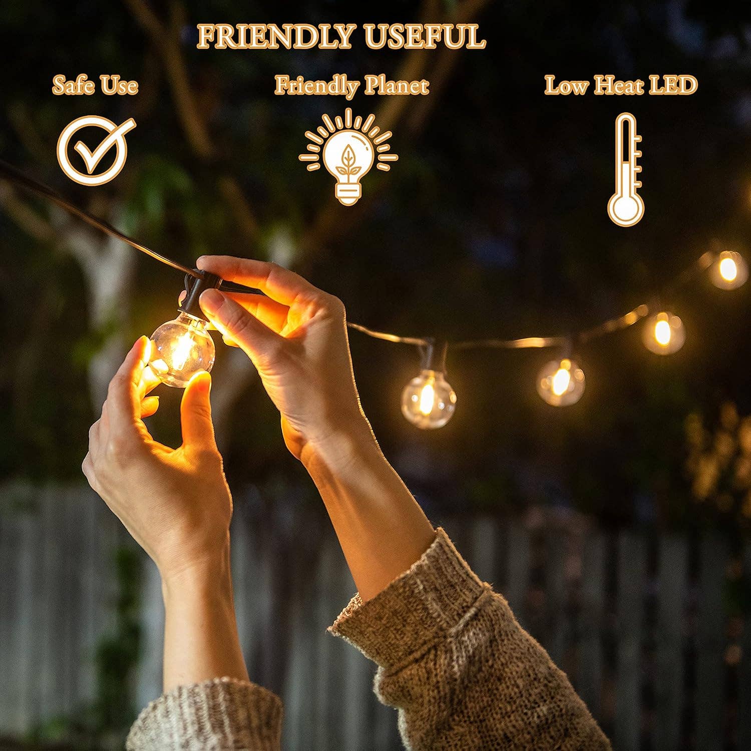 Moss & Stone - Wholesale Outdoor/lawn light - Solar Outdoor String Lights 25 Ft with 15 Edison Bulbs, Outdoor Lights for Patio LED Bulb G40 Warm White Light, Waterproof for Christmas Party, Garden Porch Deck, USB Charging5