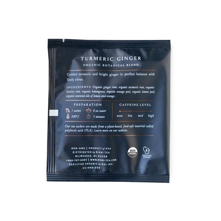 Rishi Tea & Botanicals - Wholesale Tea Bags - Turmeric Ginger Organic Herbal Tea Sachets (Foodservice)1