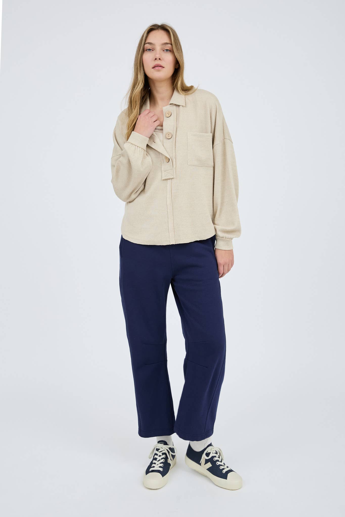 Blu Pepper - Venta al por mayor Jersey corto de punto - Mujer - TOP DE PUNTO CON CUELLO Y BORDES CRUDOS70