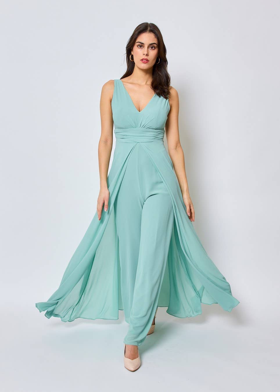 Eva & Lola - Epsilonn – Großhandel Abendkleid – Damen – Jumpsuit-Kleid mit tiefem V-Ausschnitt8