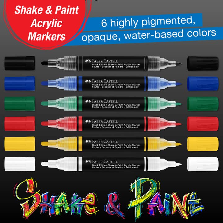 Faber-Castell / Creativity for Kids - Wholesale Marker - Shake & Paint Acrylic Markers 6 Ct Classic Colors