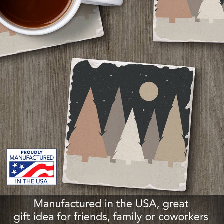 CounterArt/Highland Home/Thirstystone/CoasterStone - Wholesale Coasters - Thirstystone "Neutral Trees" Single Absorbent Stone Coaster