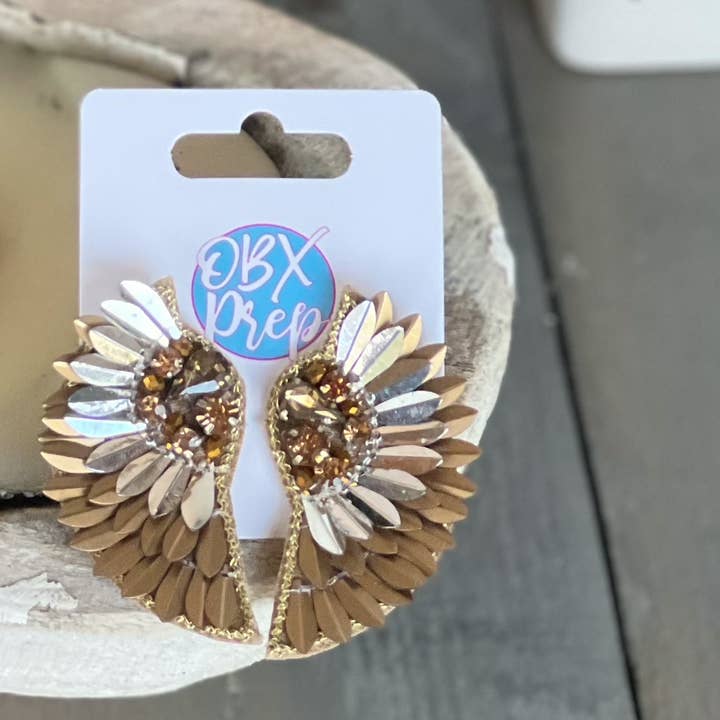 OBX Prep - Venta al por mayor Pendientes colgantes - Pendientes de tuerca con forma de alas metálicas