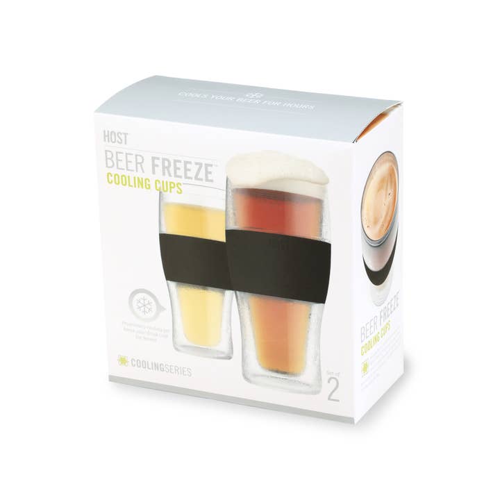 HOST - Wholesale Beer Glass/Mug - Beer FREEZE™ Cooling Cups with Cooling Gel in Black Set of 21
