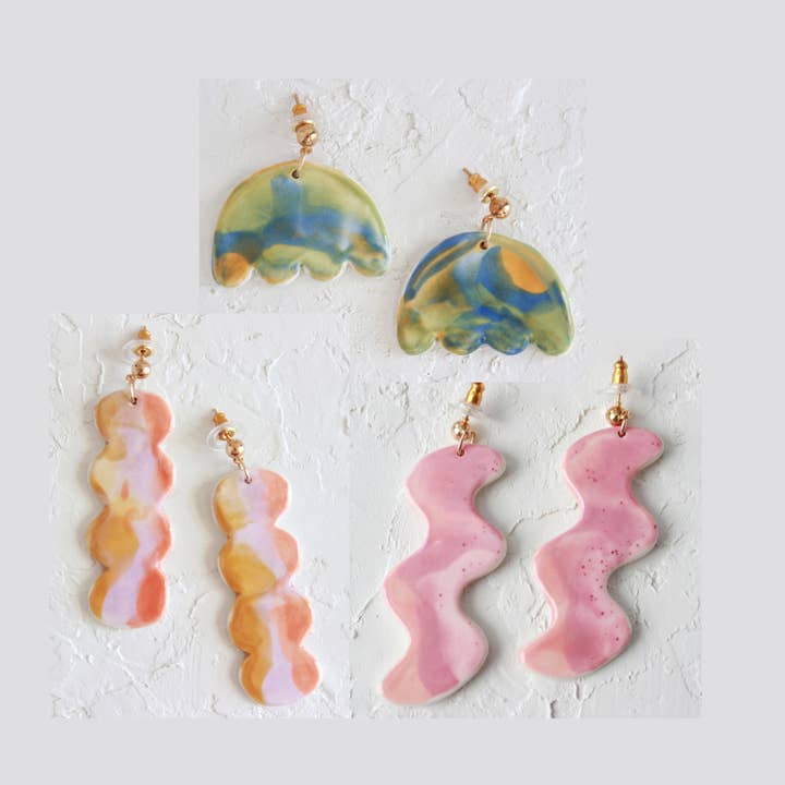 OOAK Abstract Ball Post Earring Collection - READY TO SHIP for wholesale by Quiet Clementine