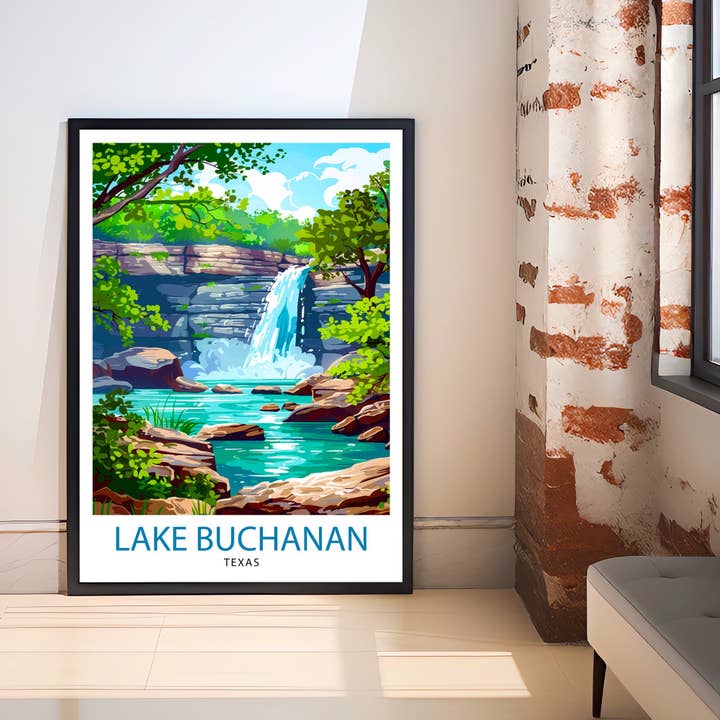 InkNPrintz – wholesale Art print – Lake Buchanan Texas Travel Poster5