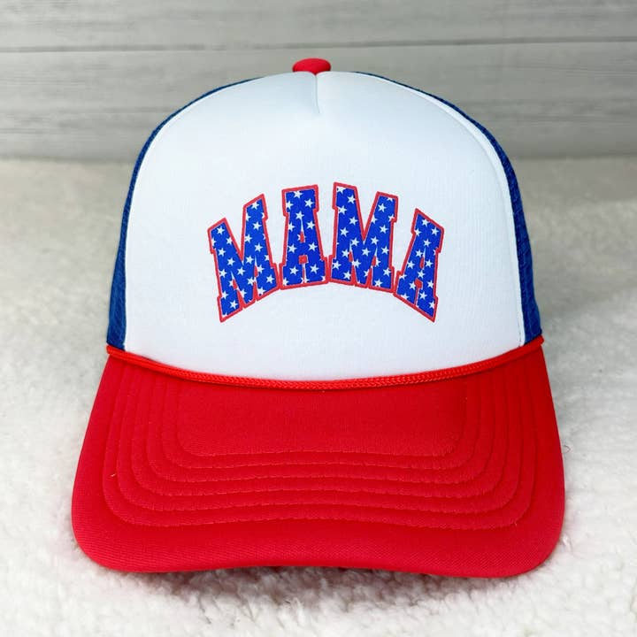 Mama Stars Rød PUFF Trucker Hat for engroshandel hos Trendy Tee Co.