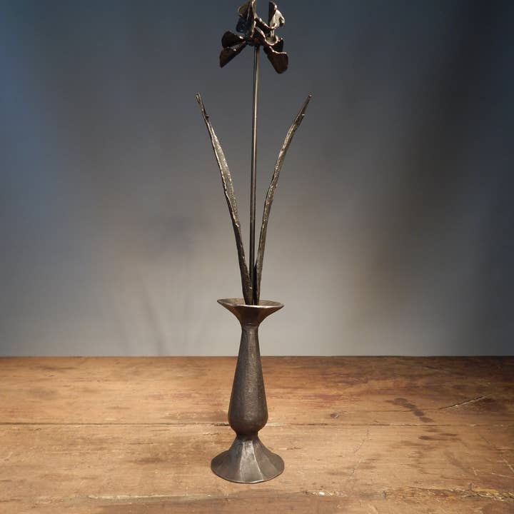 Forged Iron Iris in Vase for wholesale by Blackthorne Forge
