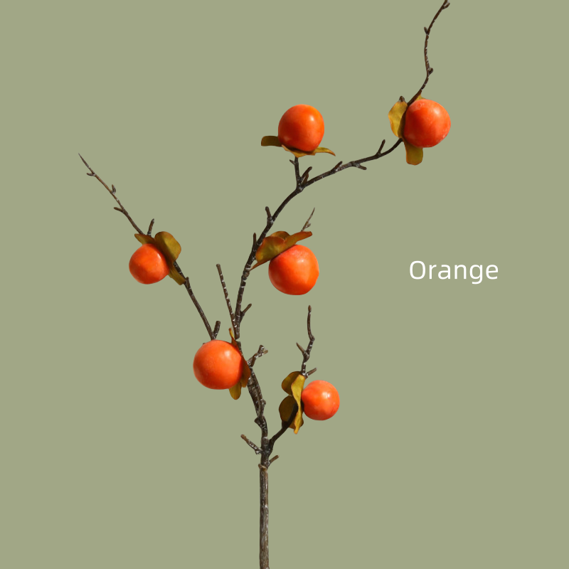 ACNITE(We cover U.S. import duties) - Wholesale Artificial Flowers - Artificial Orange persimmon fruits branches fall home decor8