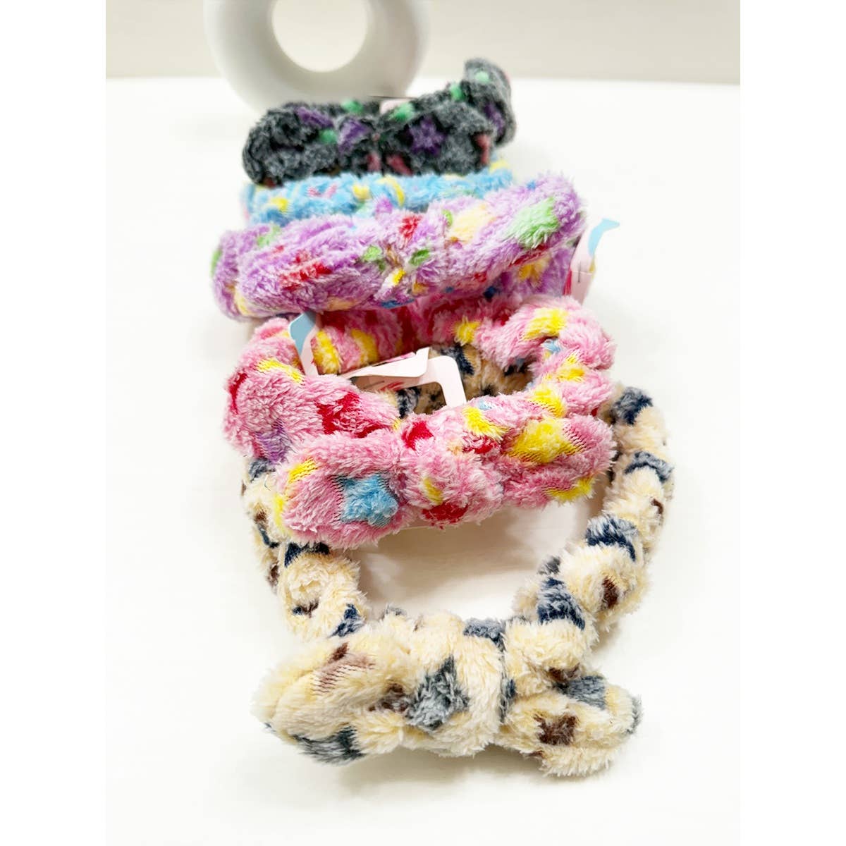 MIX COLOR Star Print Fuzzy Spa and Makeup Headband for wholesale on Faire0