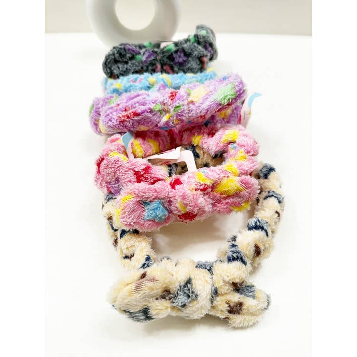 MIX COLOR Star Print Fuzzy Spa and Makeup Headband for wholesale on Faire