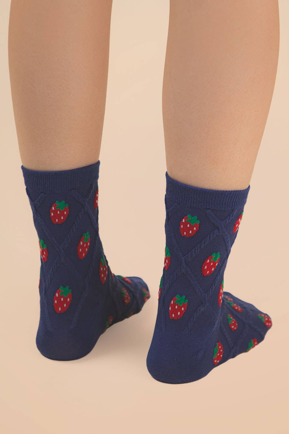 VERY J - Vente Chaussettes – femme - SC10040C - Chaussettes texturées à imprimé fraise3