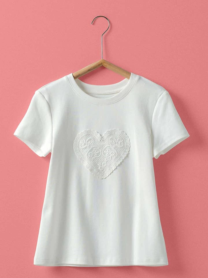 Lace Heart Applique Tee for wholesale by Fashion Week