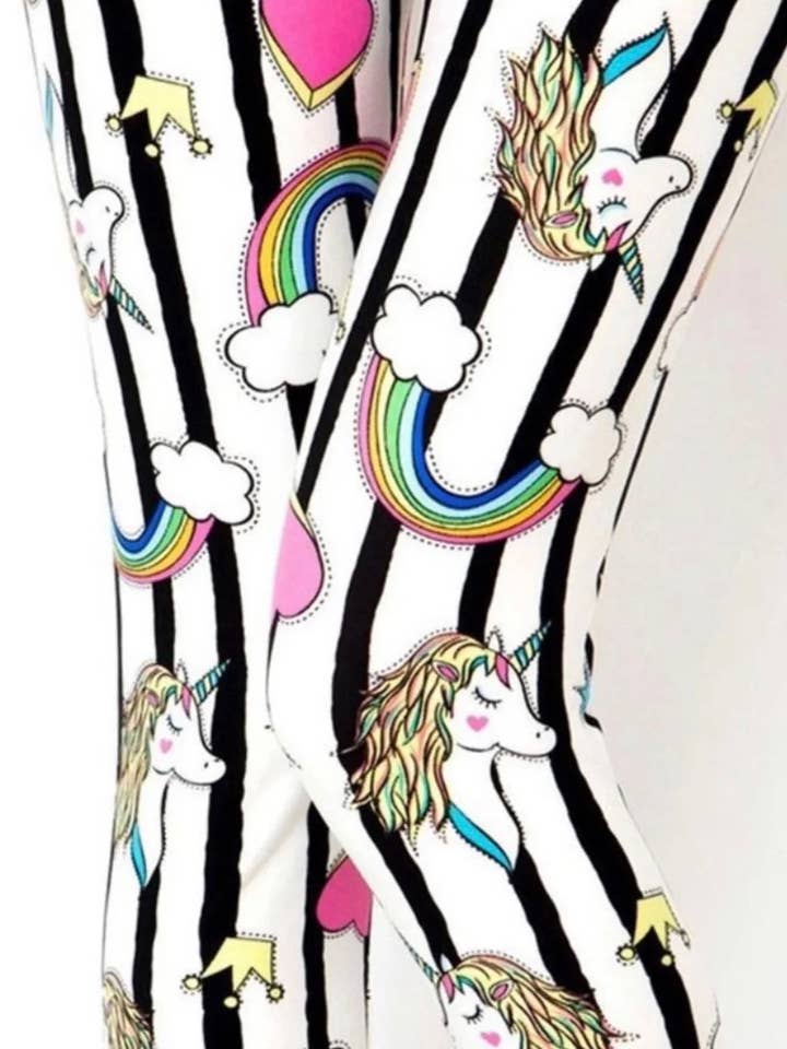 Weiße Leggings mit Einhorn- und Regenbogendruck, Einheitsgröße für den Großhandel von Love 4 Leggings