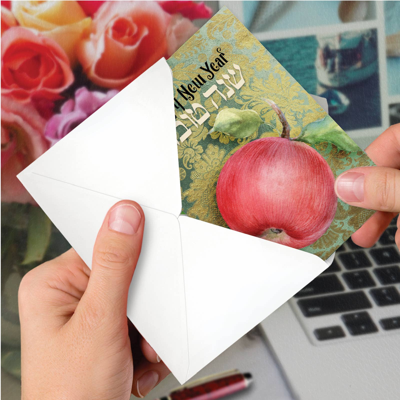 NobleWorks – Engroshandel Rosh Hashanah-kort – Rosh Hashanah Card - Shana Tova Hilsener-Granatæble3
