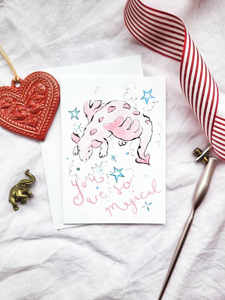 Magical Dragon Card in Pink for wholesale by La la lu