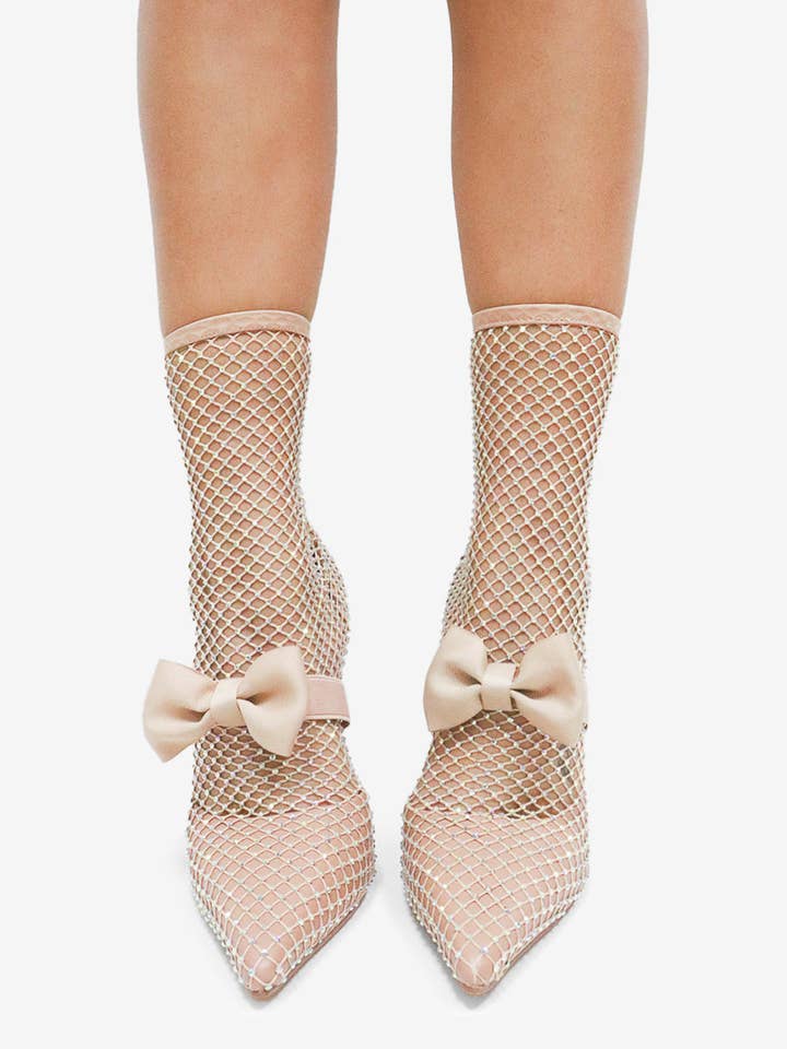 Lemonade Shoes - Wholesale High Heels - Women's - GAZILLION - Rhinestone Mesh Heels w/ Bow 15